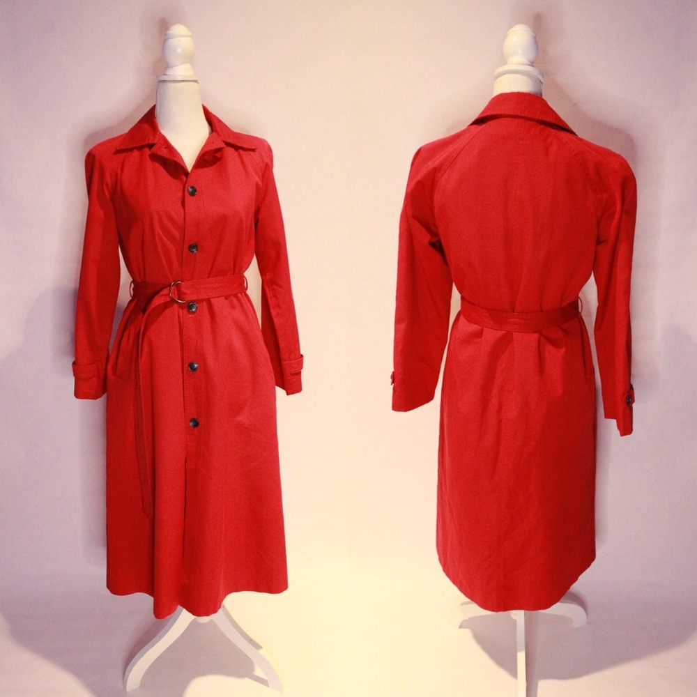 Vintage Cherry Red Tommy Hilfiger Trench Coat